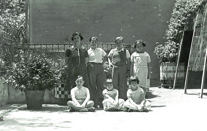 Historical family photo on the terrace