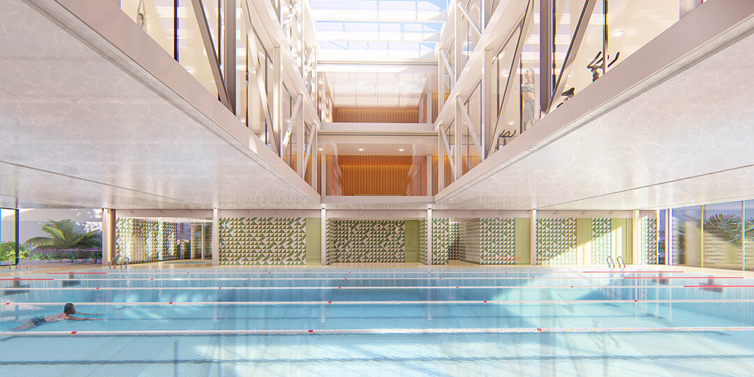 S'Aigua Dolça Sports Equipment, pool and central atrium